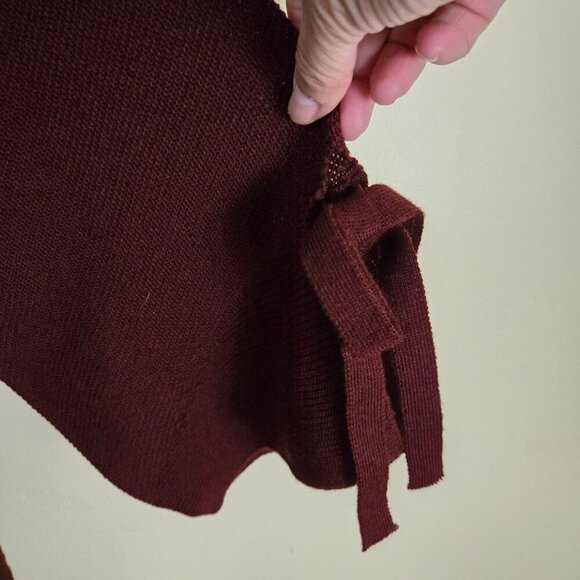 Michelle Nicole NWT Burgundy Tie Sleeve Round Neck Sweater Autumnal Size S - Picture 3 of 6
